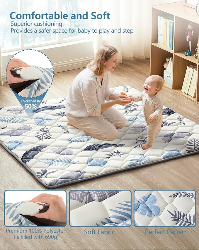 Baby Play Mat, Non-Slip Baby Mat for Floor, Soft Thicker Playpen Mat, Portable Playmat, Crawling Mat for Babies, Toddlers & Infants to Play and Learn（ 59"x59"）