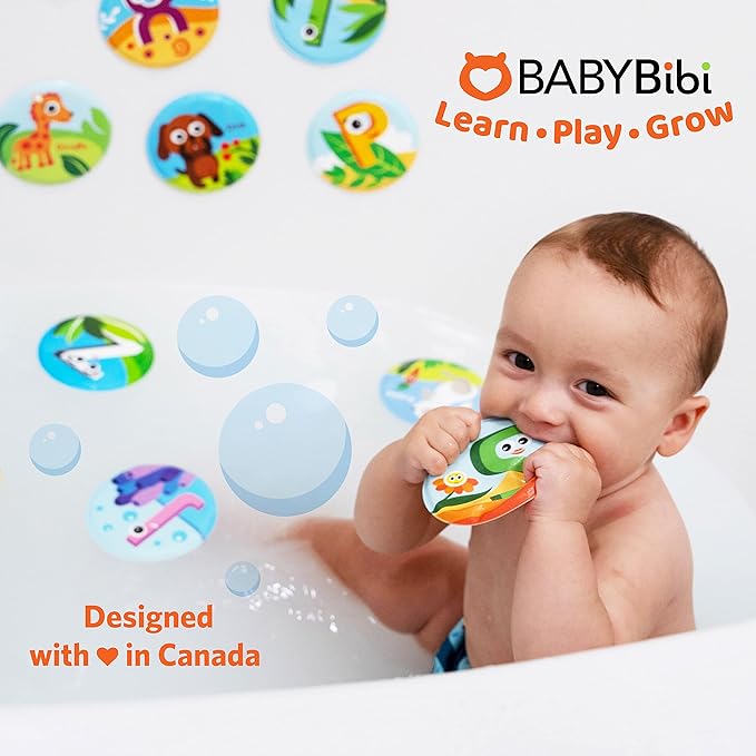 Floating Animals & Alphabet Flash Cards for Bathtub - Preschool Learning Toddler Flash Cards - Educational Bath Toys for 18 Months+ (Set of 26)