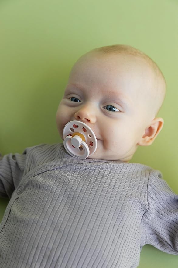 BIBS Studio Soother 2-Pack, BPA Free Dummy Pacifier, Round Nipple. Natural Rubber Latex, Made in Denmark, Size 3 (18+ Months), Blush/Sand