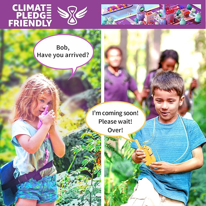 Walkie Talkies for Kids Rechargeable,Toys for Boys and Girls Ages 3-12, 2 Pack Long Range 2-Way Radios, Birthday Gifts,Christmas Stockings, Outdoor Play, Family Games, Hiking Camping Gear