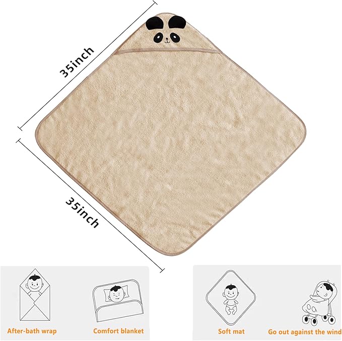 ROMASA Baby Bath Towel with Hooded Cute Design Ultra Soft Thick Cotton Bath Towel Shower Gift for Newborn,35X35 inches (Apricot)