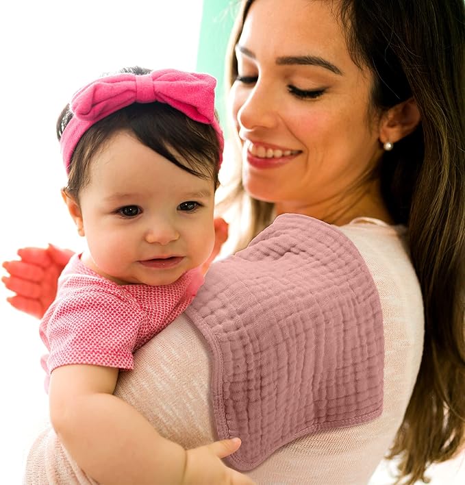 8 Packs Muslin Burp Cloths 6 Layers Unisex Baby Items Absorbent Burp Rags Colorful Muslin Washcloths for Baby Plain Soft Cotton Cloth for Babies Girls Boys, 10 x 20 Inch (Modern Colors)