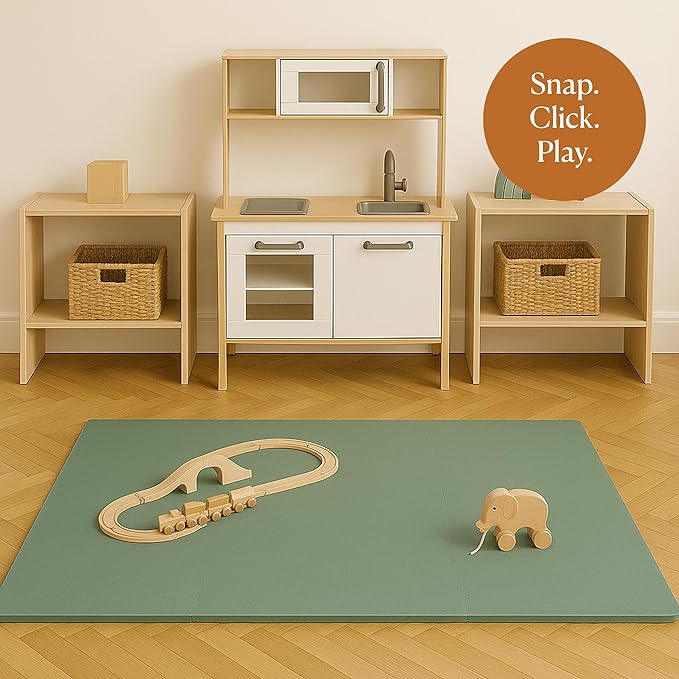 Toddlekind Solid Color Foam Play Mat 4x4 Baby Playmat. Stylish, Non-Toxic, Odorless, Plain Design Puzzle Play Mat 0m+ Sage Moss (Green)