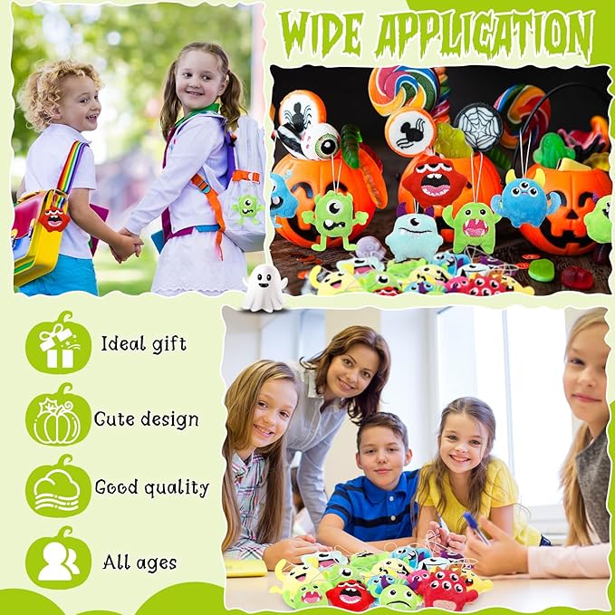 Libima 90 Pcs Halloween Mini Plush Keychain Small Stuffed Devil Bulk Mini Stuffed Animals Keychains Set for Carnival Birthday Classroom Prizes Decoration for Clothes