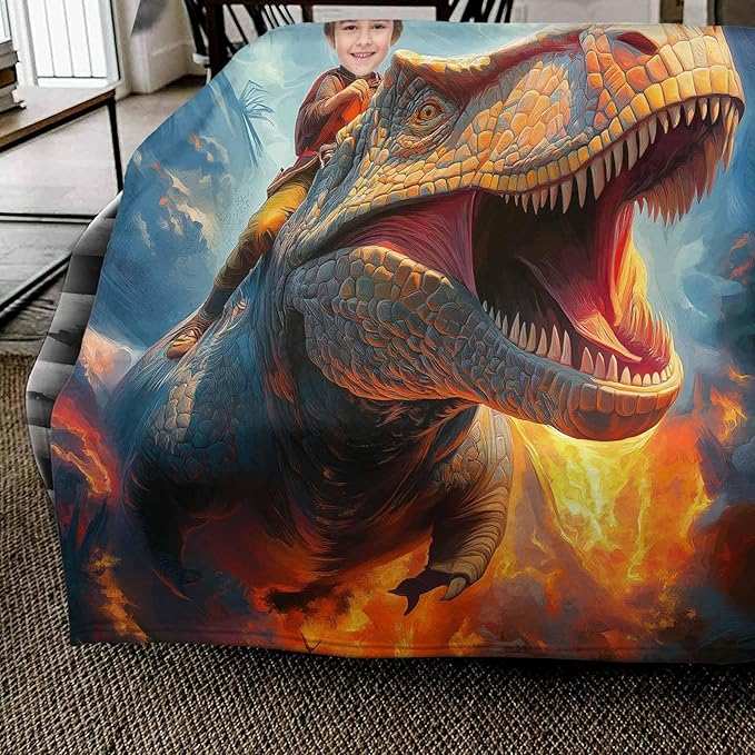 Personalized Baby Blanket with Name Photo for Boys, Soft Plush Receiving Blanket for Son Grandson, Custom Nursery Crib Blanket for Kids, Personalized Baby Gifts for Infant Newborn Shower Birthday