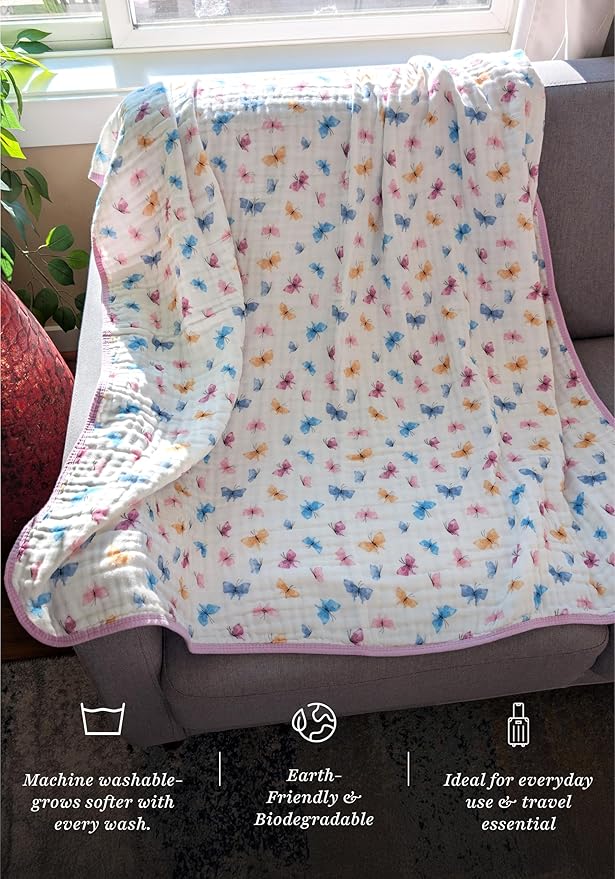 Soft Cotton Baby Blanket, Breathable Lightweight Baby Blanket for Infants Newborn Boys and Girls - Nursery, Crib, Stroller Blanket (Garden)