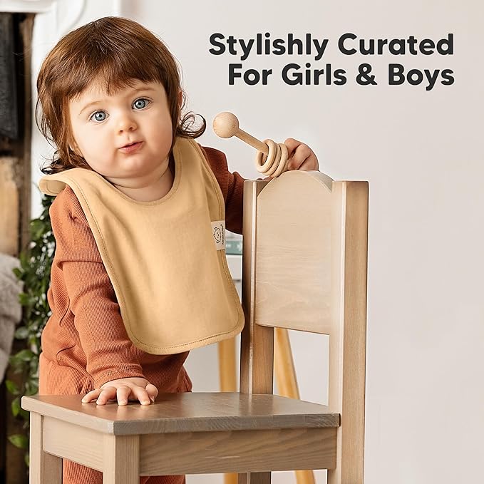 8-Pack Baby Bibs for Boys, Girls - Pullover Bibs for Drooling Teething Baby Girl & Boy Toddler, Newborn, Soft & Absorbent, Cute Colors, Large Torso Coverage Keep Infant Clean & Dry (Butterflies)