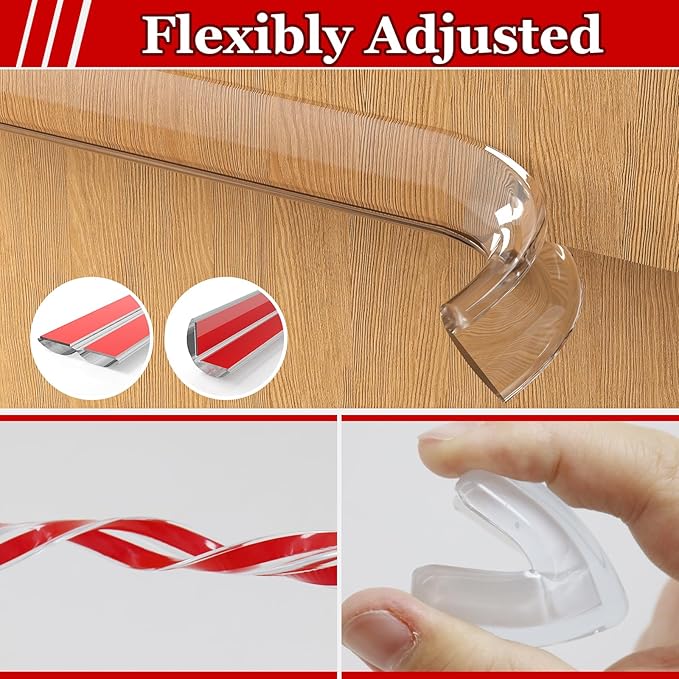 Edge Corner Protector Baby Proofing with 4 Corners Protector, Self-Adhesive Furniture Corner Guard & Edge Safety Bumpers, Table Edge Corner Protectors Covers (1.2in Wide, 6.6ft with 4 Corners)