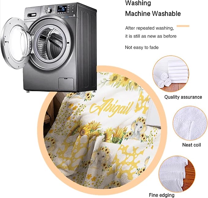 Personalized Baby Blanket for Girls Boys Elephant Custom Baby Blanket with Name Swaddle Blanket for Toddlers Infants Kids Shower Newborns Nursery Stroller Crib Decor Throw Birthday Gift