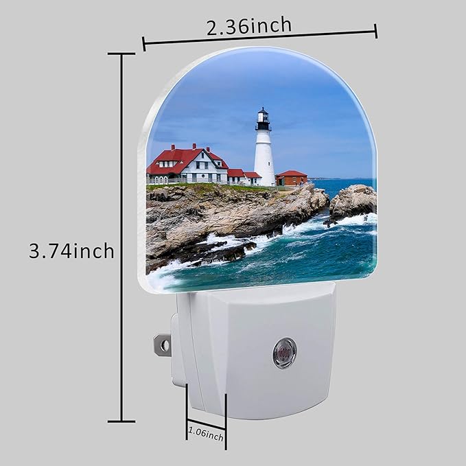 Plug in Night Lights Lighthouse On The Coastline Nightlight Plug Into Wall Dusk to Dawn Sensor LED Night Light for Kid Girls Boys Women Room Decor, Hallway, Kitchen, Bathroom, Nursery, Stairs
