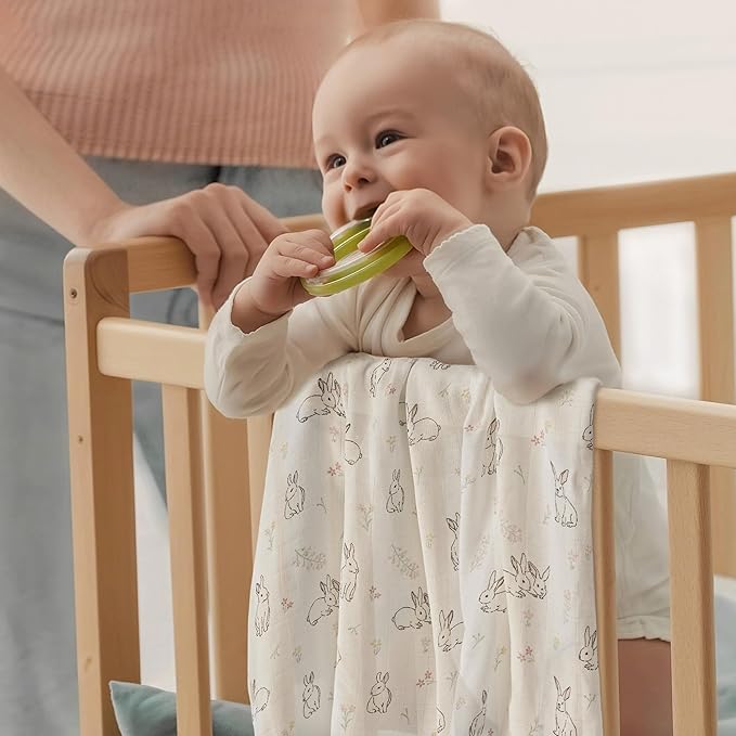 GLLQUEN BABY Receiving Blanket Boy Cotton Muslin Swaddle Blankets Girl Newborn Squares Breathable & Soft Thin Baby Blankets Cloths Double Absorbent Infant Swaddling Wrap - 6 Pack (Looking for Spring)