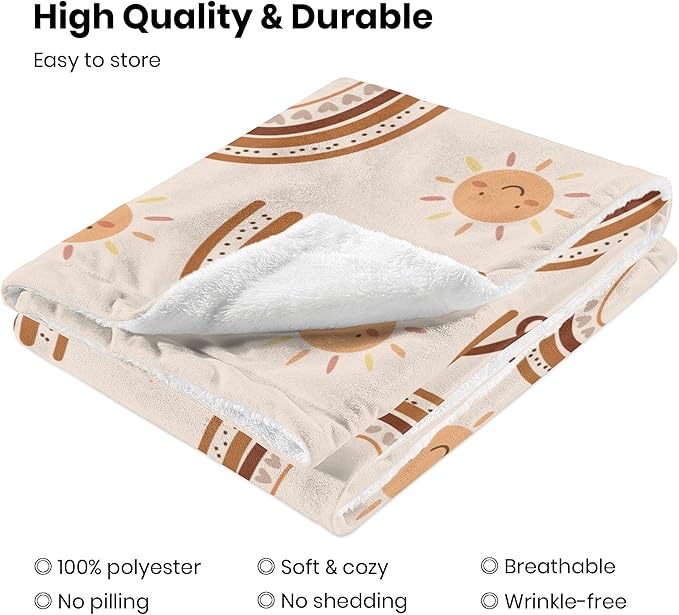 Custom Baby Shower Nursery Blanket, Personalized Blankets with Name, Customized Boho Rainbow Blanket for Girl, Newborn Baby Girls Shower Gifts for Christmas Birthday