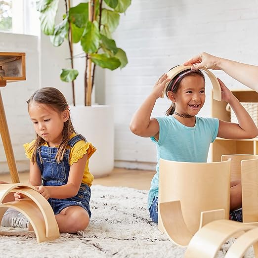 ECR4Kids Wooden Tunnels and Arches, Block Play, Natural, 10-Piece