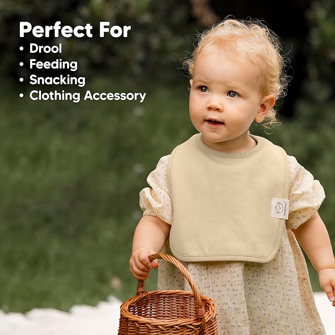 KeaBabies 8-Pack Organic Baby Bibs for Boys, Girls - Super Absorbent Cotton Drool Bibs for Baby Girl & Boy, Teething Toddler, Drooling Newborn, Ultra Soft & Machine Washable (Terracotta)