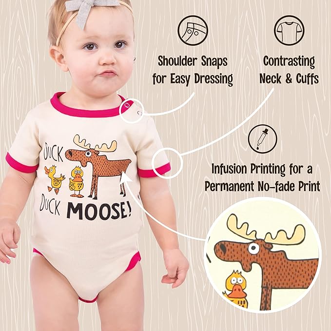 Lazy One Cute Unisex Baby Bodysuit, Cute Animal Designs, 6-18 Months
