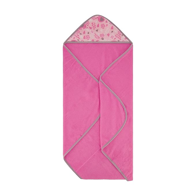 Cudlie Buttons & Stitches Baby Girl 3 Pack Rolled/Carded Hooded Towels in Blooming Elephant Print, GS71729