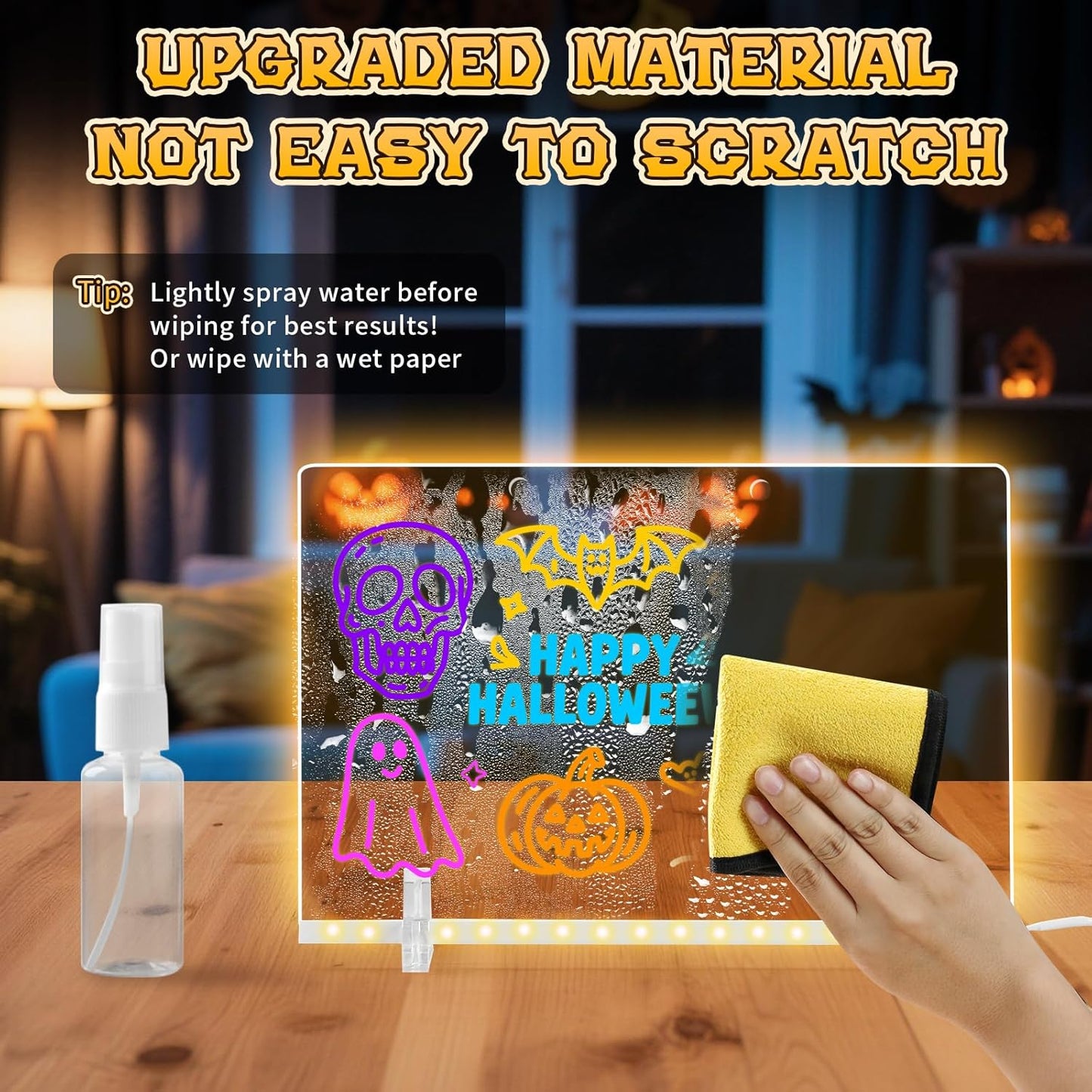 Lumiboard Led Drawing Board with 7 Colors,12"X8" Acrylic Dry Erase Board with Light, Include Adapter, Hanging Chain, Led Drawing Board for Kids with Stand,Birthday and Halloween Gifts for Kids