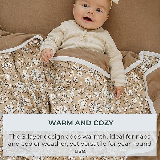 Pobibaby Premium Baby Blanket, Soft Stretchy Quilt for Babies, Toddlers, Kids (Meadow)