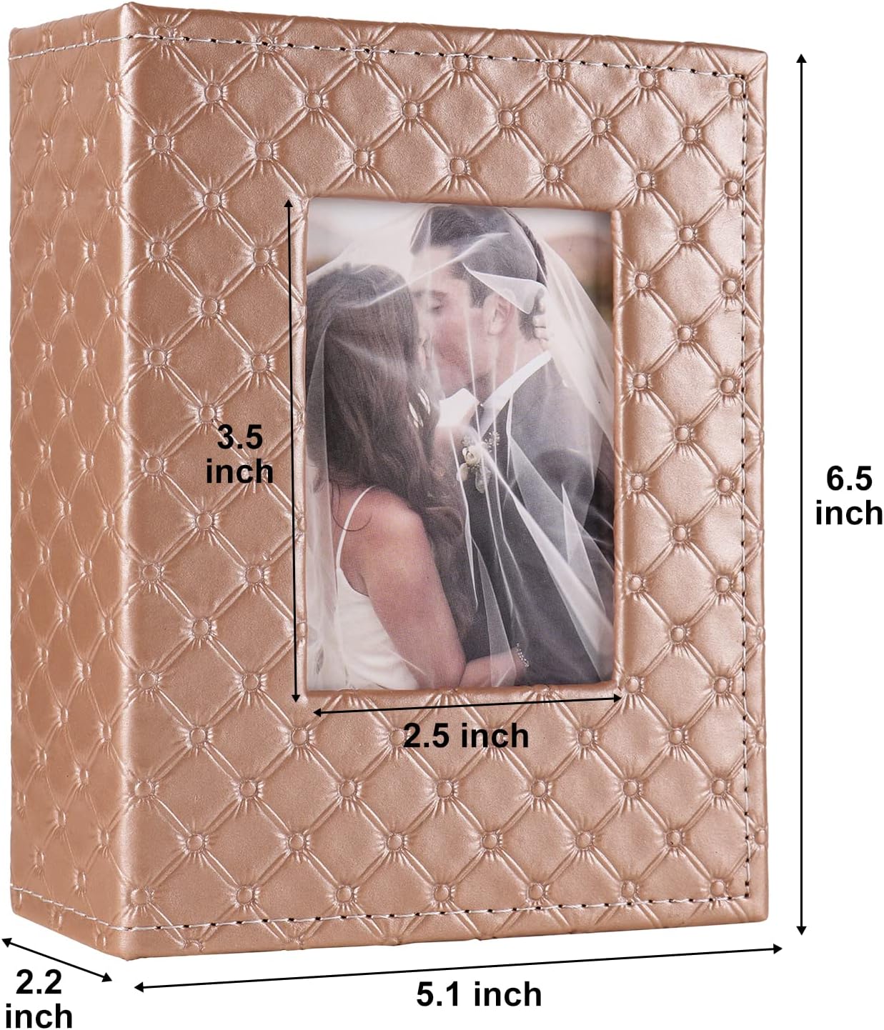 RECUTMS Photo Album 4x6 100 Pockets Photos, Button Grain PU Leather Photo Books Small Picture Album for Baby Family Wedding Christmas Photo Albums Holds 100 Vertical Photos （Brown）