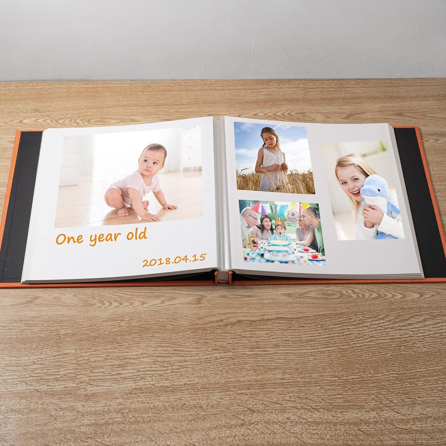 Large Photo Album Self Adhesive Scrapbook Album for 4×6 8×10 Pictures DIY Magnetic Linen Cover Album 40 Pages for Family Wedding Gifts with Metal Pen and Plastic Board