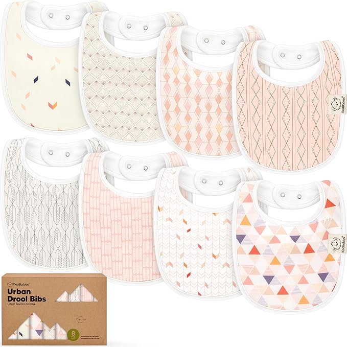 8-Pack Organic Baby Bibs for Boys, Girls - Soft Cotton Drooling and Teething Bibs for Baby Girl & Boy, Extra Absorbent, Easy To Clean & Put On for Toddler, Newborn, Infant 0-24 Months (Prism)