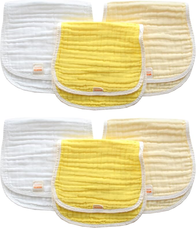MUKIN Baby Muslin Burp Cloth Set of 6, Ultra Soft Absorbent Thick Cotton Burping Cloths for Unisex Newborn Babies, 20'' by 10'' Neutral Milk Spit Up Rags Boys Girls - Baby Must Haves(Gradient Yellow)