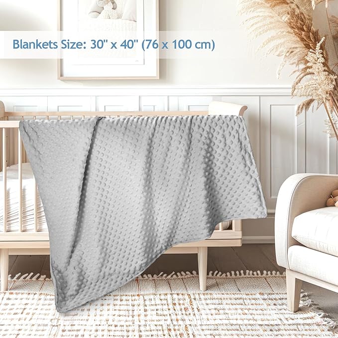 Baby Blanket for Boys, Soft Toddler Blanket 30 x 40 Inch, Newborn Blankets for Nursery, Stroller, Toddler Bed, Carseat, Double Layer, Gray
