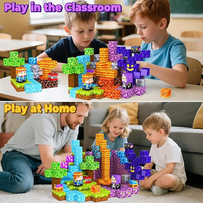 Magnetic Blocks Building Toys for 3 4 5 6 7 8 9 10 11 12 13 Year Old Boys Girls, Kids Magnetic Cubes Tiles Montessori Sensory Travel Magnet Toys Games Christmas Birthday Party Toddler Gifts