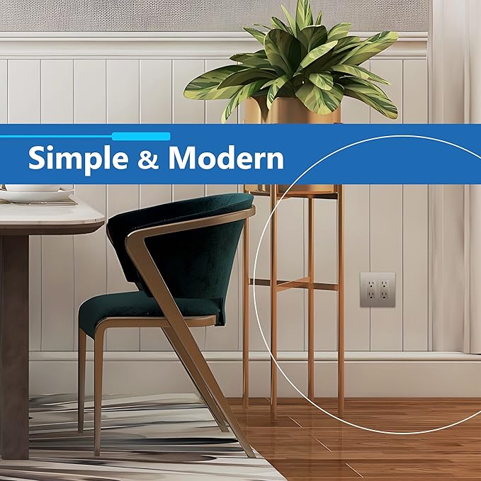 LIDER Matte Finish Decorator Switch Cover, Screwless Wall Plate, Mid-Size 2-Gang 4.88" x 4.92", Unbreakable Polycarbonate Thermoplastic, UL Listed, LSWP-32M-NK, Nickel