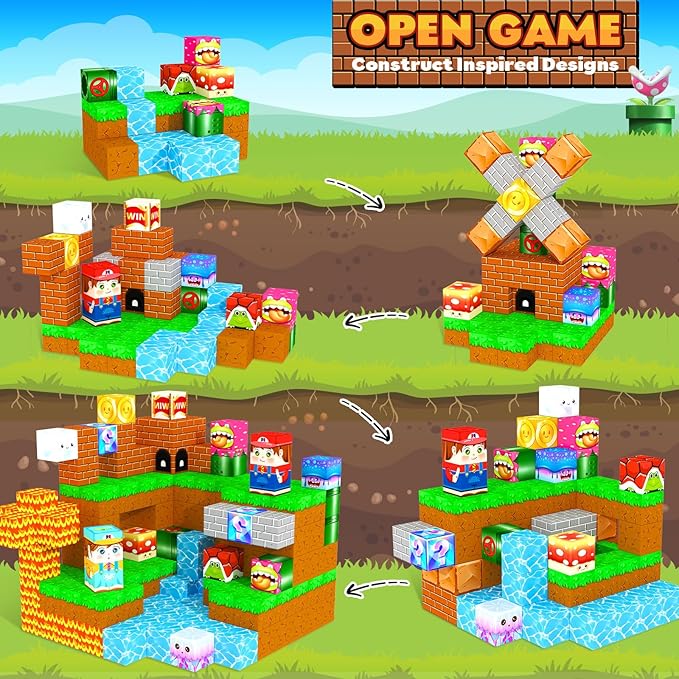 Magnetic Blocks Kids Toys & Games, Magnetic Building Cubes Montessori Construction Sensory Toys for 3-5 5-7 6-8 8-13 Year Old Boys Girls, Toddler for Ages 3+ Birthday Decorations Party Favors Gifts