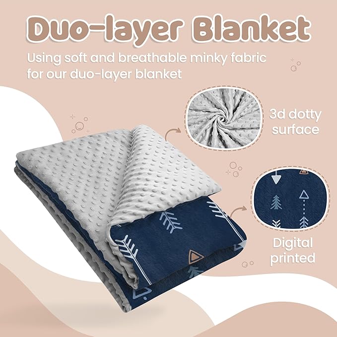 SANDJEST Kid Blanket for Boys with Double Layer Dotted Backing - Arrows Printed 30 x 40 Receiving Blankets Kids Gift for Birthday