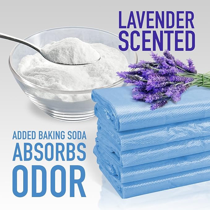 Baby Disposable Diaper Bags Scented with Lavender - Odor Absorber Biodegradable Plastic Diaper Sacks for Trash Bag Essential Items - Bags for Dirty Diapers - Refill 200 Count (Blue)