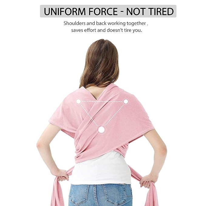 Baby Wraps Carrier, Jeroray Baby Carrier,Hands Free Infant Carrier, Lightweight,Breathable,Softness,Light Pink