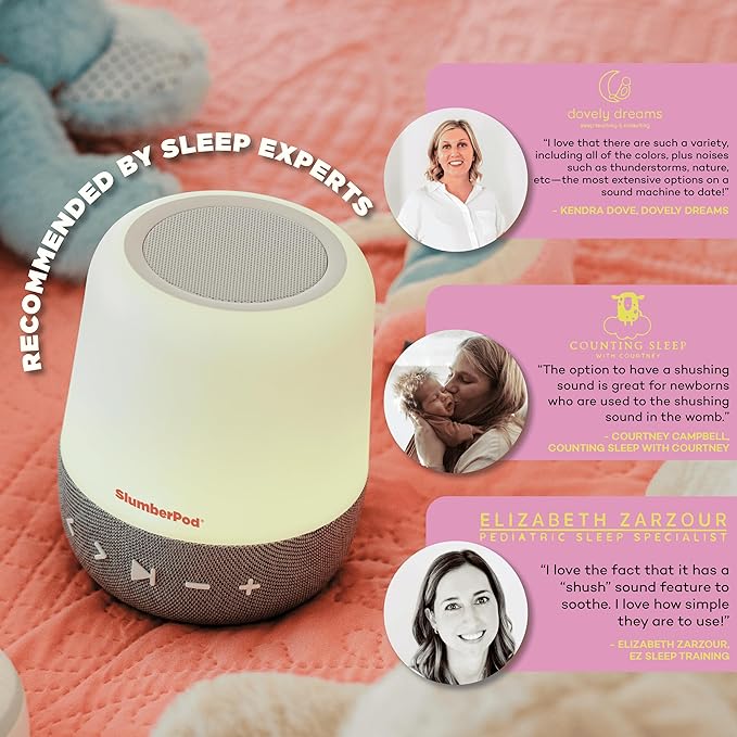 SlumberPod SlumberCalm 2-in-1 Sound Machine with Light for Kids | Baby Sleep Soother | White Noise Machine Baby | Nature Sounds | 8 Night Light Colors | Sound Machine | Rechargeable
