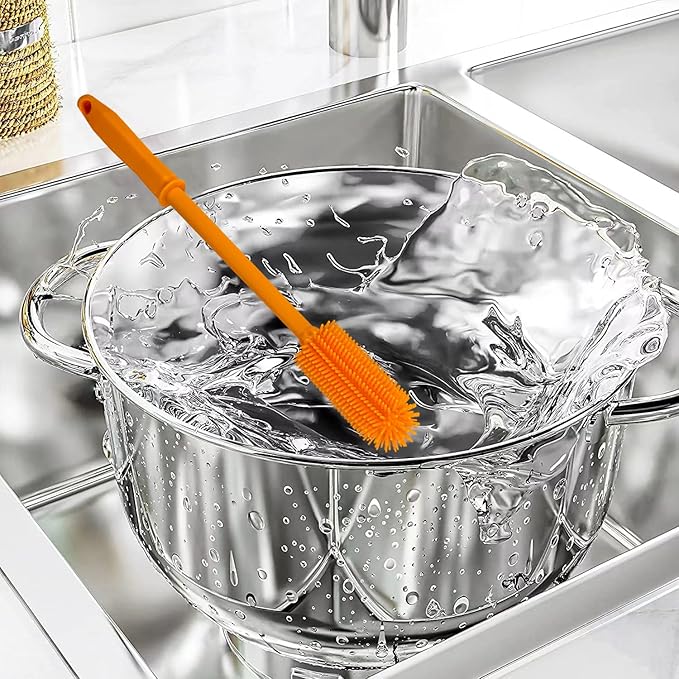 Long Silicone Bottle Cleaning Brush | 2 Pack| 16”+13”Water Bottle Brush Cleaner Brush for Hydro Flask,Glassware,Vacuum Sports Bottle&Vases,Silicone Water Bottle Cleaner Brush for Narrow Neck