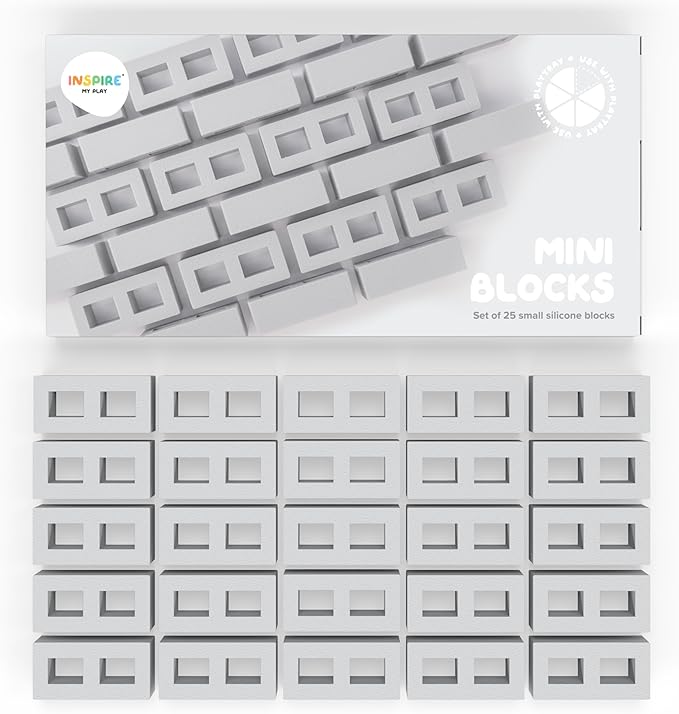 Inspire My Play 25 x Mini Silicone Building Blocks for Sensory and Messy Play - Construction Bin Filler - Creativity for Kids
