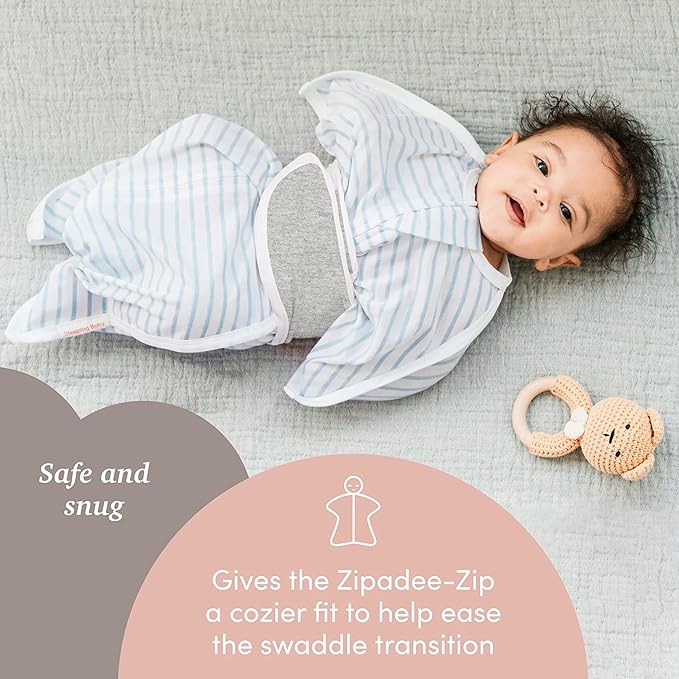 SleepingBaby Fleece Zipadee-Zip Transition Swaddle and Snuggle Strap Bundle - Roomy Baby Swaddle Blanket with Zipper Convenience and Wearable Blanket Accessory, Fleece Basil, Small (4-8 Month)