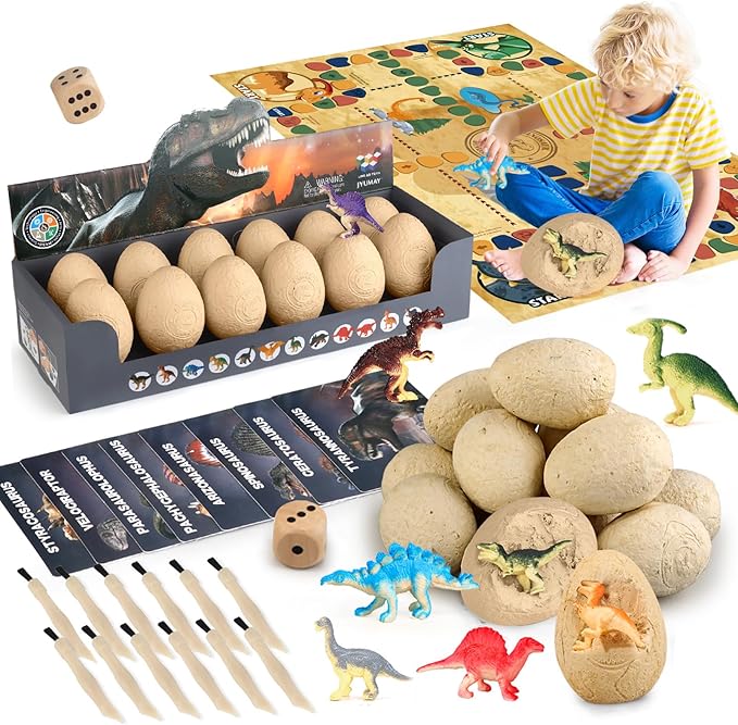 Dinosaur Eggs Dig Kit - Dinosaur Toys for Kids 5-7, Dinosaur Eggs Excavation Kit with 12 Dinosaurs Inside, Fossil Dino Toy, Dinosaur Gifts for Boys Girls 6 and Up Year Old Birthday Easter Gifts