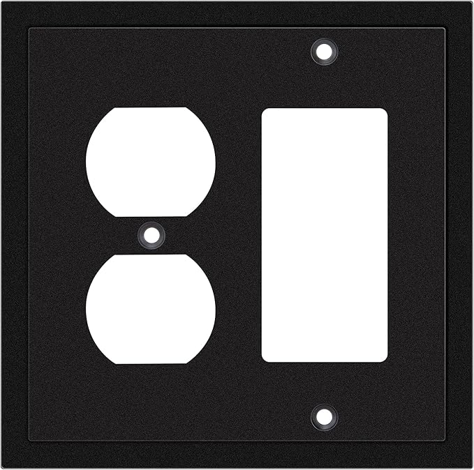 Modern Edge Decorative Wall Plate Switch Plate Outlet Cover, Durable Solid Zinc Alloy (Decorator/Duplex, Matte Black)