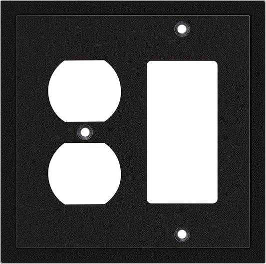 Modern Edge Decorative Wall Plate Switch Plate Outlet Cover, Durable Solid Zinc Alloy (Decorator/Duplex, Matte Black)