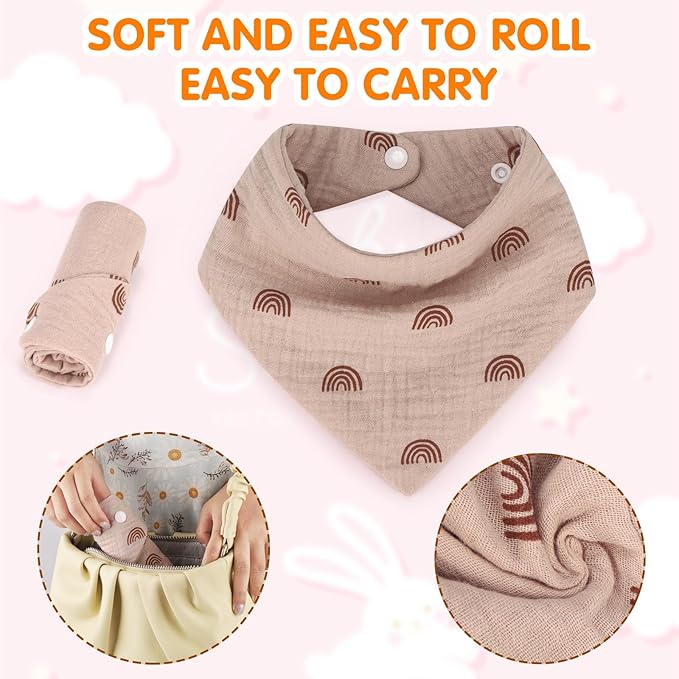 Accmor Muslin Baby Drool Bibs 6 Pack Baby Bandana Drool Bibs Soft Cotton Baby Bandana Bibs for Teething Drooling