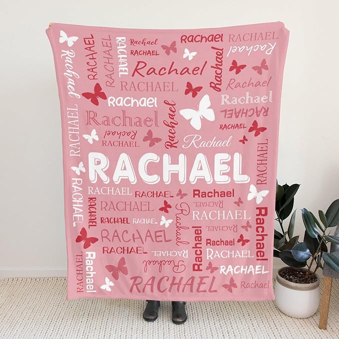 Personalized Throw Blanket with Name Custom Blankets Customized Baby Blanket for Girls Kids Adult Birthday Gift