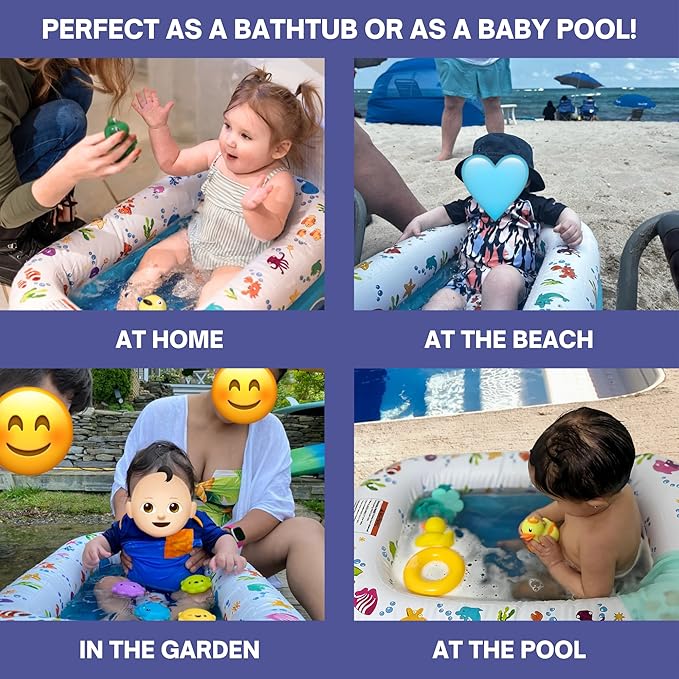 Mommy's Helper | Inflatable Under The Sea Baby Bathtub, Collapsible Safe Baby Bath Tub with Anti-Sliding Saddle Horn Seat, Must Have Travel Toddler Bath, Portable Bathtub Recommended Months 6 to 24