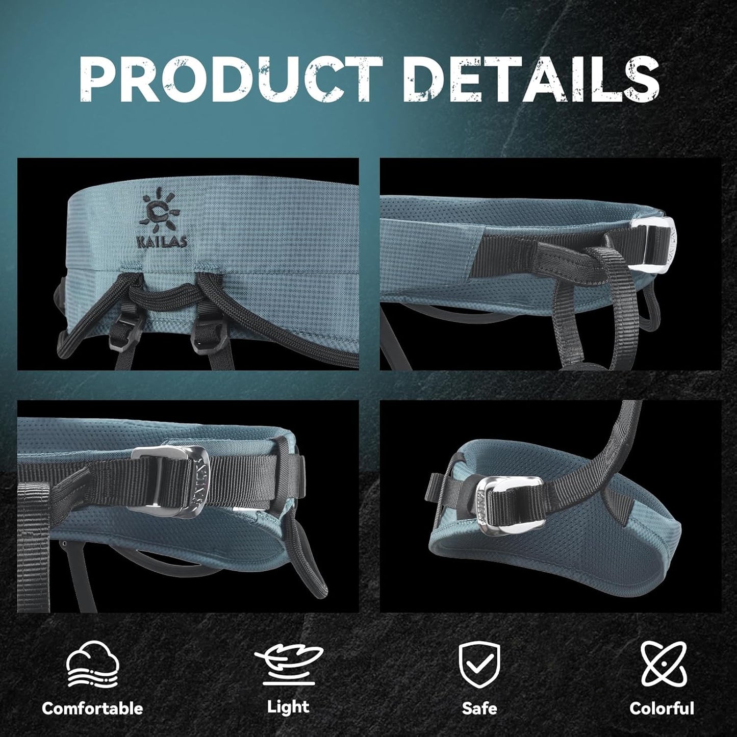 KAILAS Kids Rock Climbing Harness Child Safety Belt Climbing Gear Adjustable Lightweight Indoor Gyms Beginners Youth