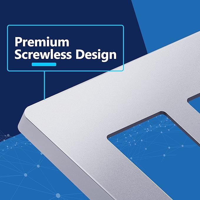 LIDER Matte Finish Decorator Switch Cover, Screwless Wall Plate, Mid-Size 2-Gang 4.88" x 4.92", Unbreakable Polycarbonate Thermoplastic, UL Listed, LSWP-32M-SV, Silver