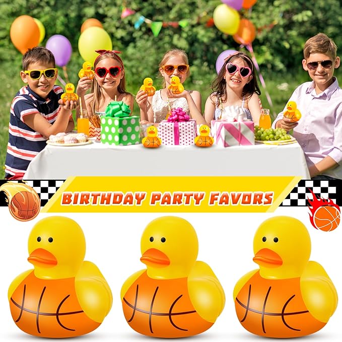 Deekin 50 Pcs Rubber Duck 2 Inch Bulk Sport Party Favors for Birthday Party Decorations Club Player Gift (Basketball Player)