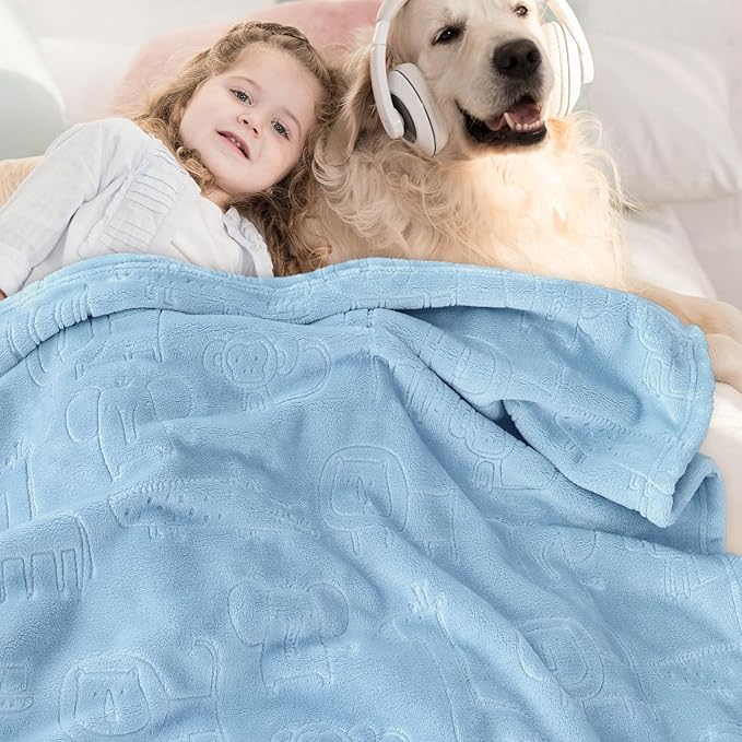 BORITAR Baby Blanket for Boys Girls Ultra Soft Fleece Warm and Lightweight Animal Blankets for Infant Toddler Newborn, 30x40 Inch, Blue