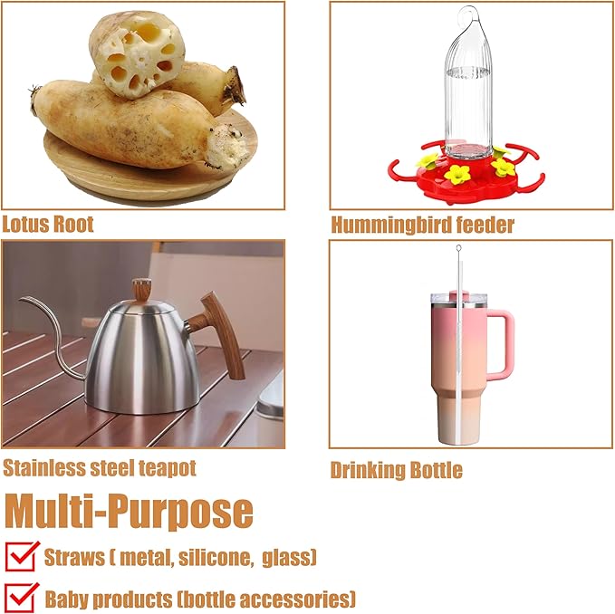 3 Pack Straw Cleaner Brush，Straw Cleaner Brush Extra Long for 40, 30, 20 oz Stanley Mug ，Straw Cleaner with 304 Stainless Steel ，Straw Brush for Baby Bottles, Glass/Silicone Straws & Pipe Cleaners.