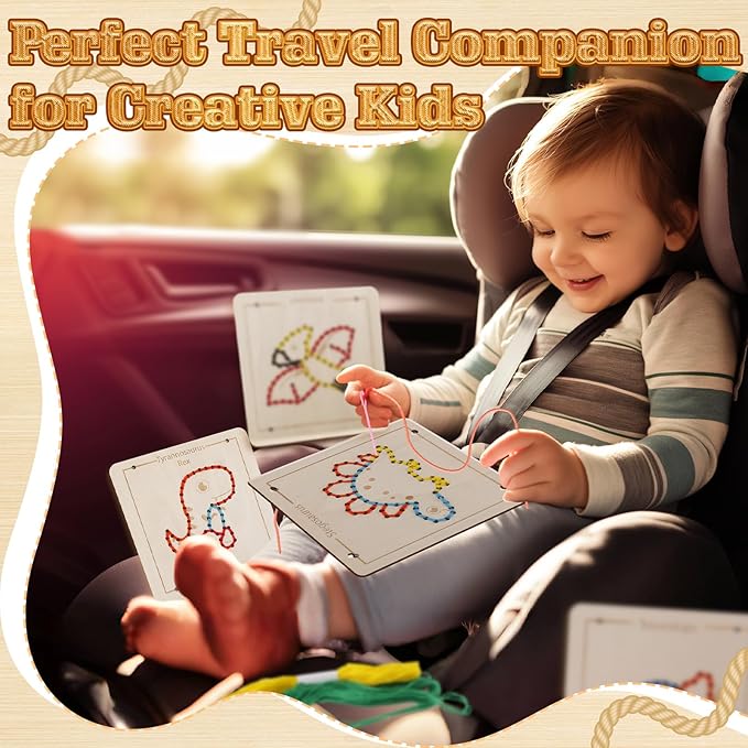 Montessori Wooden Lacing Dinosaur Toys for Toddlers and Kids Ages 2-4 5-7, Sewing Kit Fine Motor Skill Busy Board, Education Sensory Preschool Toy for 1 2 3 4 Year Olds, Birthday Gift for Boys Girls