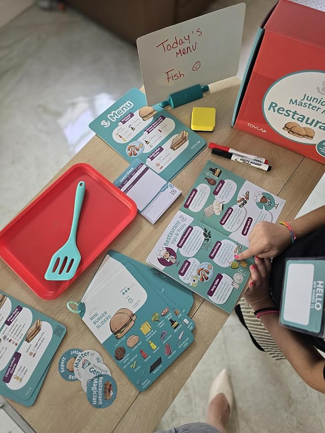 Tovla Jr. Real Restaurant Cooking Set for Kids | Montessori-Inspired STEM Kit for Ages 4+ | Hands-On Cooking Tools, Visual Recipe Cards, Educational Gift for Aspiring Chefs